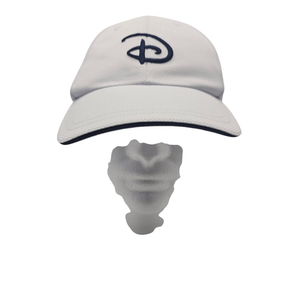 Disney Parks White Mesh Adult Adjustable Cap with Navy Embroidered 'D' Logo